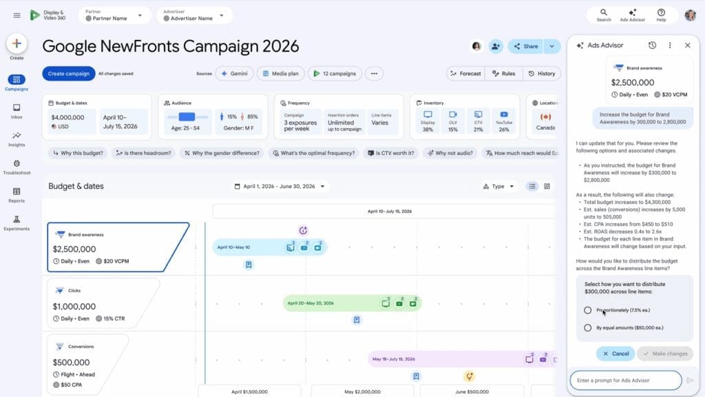 google newfront dashboard