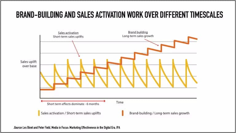 brand building and sales activation work over different timescales