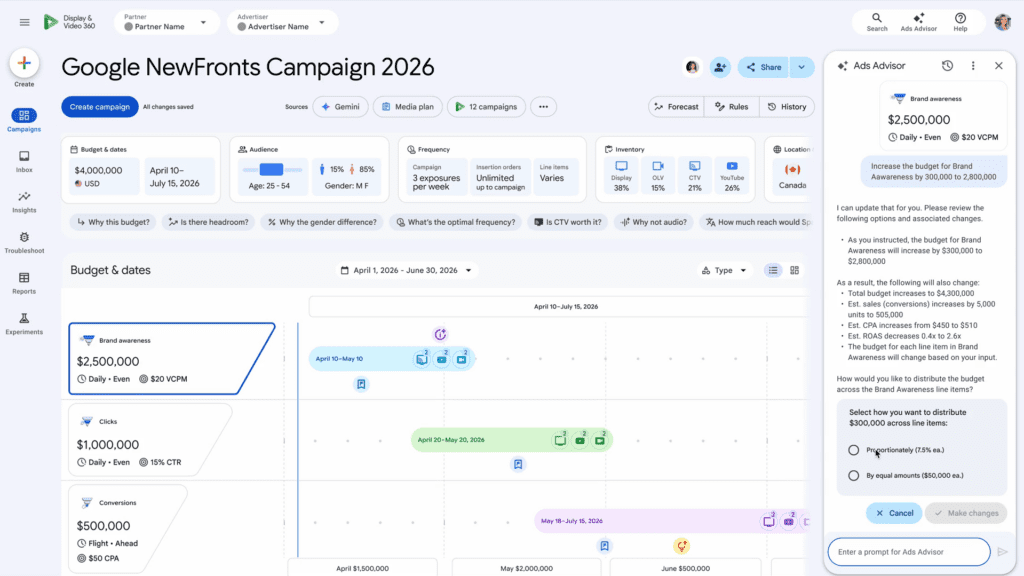 google newfront dashboard